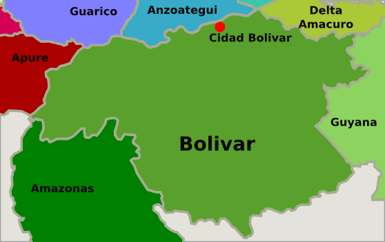 Mapa de busqueda inmuebles en Bolivar Venezuela